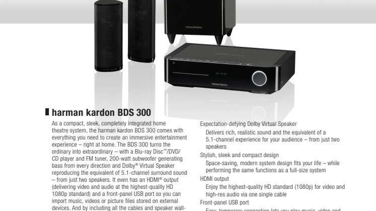 Specification sheet - harman kardon BDS 300 (English)
