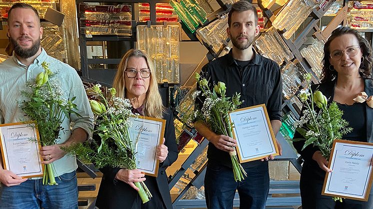 Från vänster: Daniel Claesson, Sara Jansson, Hampus Hagman och Karin Heintz.