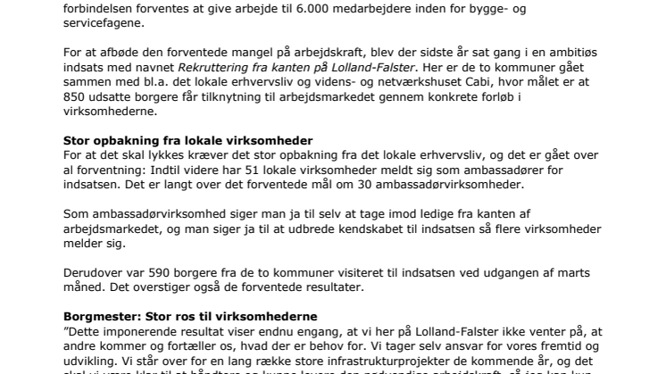 Virksomheder på Lolland-Falster går sammen om at få udsatte i job