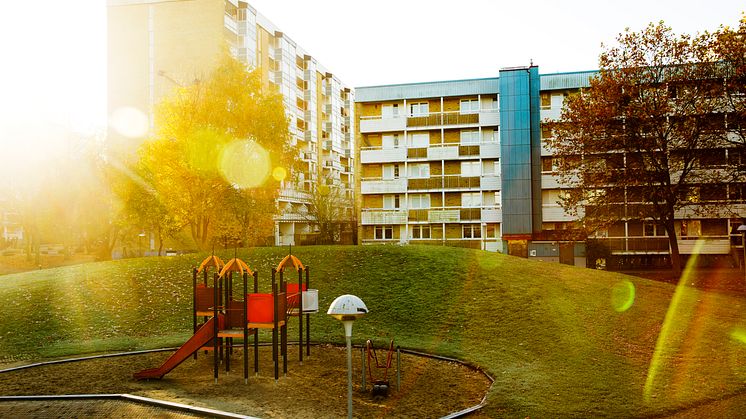 En av gårdarna på Törnrosen, Rosengård.