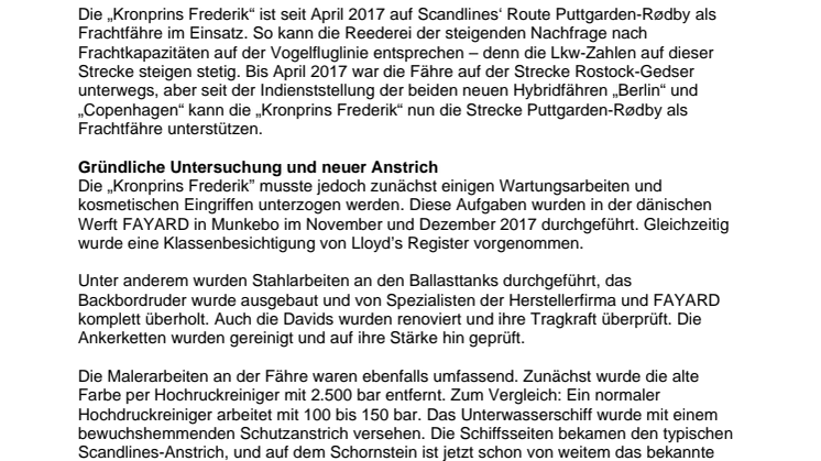 „Kronprins Frederik“ in neuem Glanz zurück auf Puttgarden-Rødby