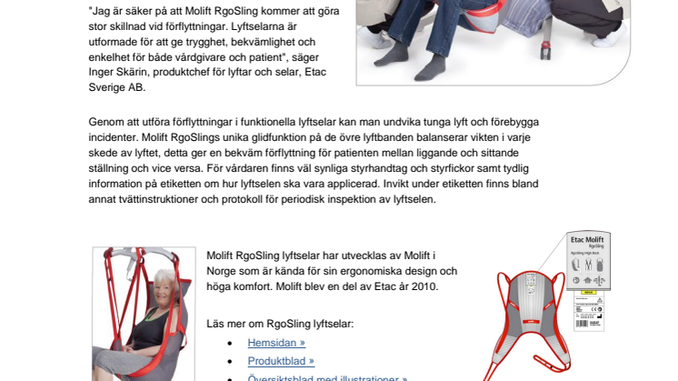 Nya Molift RgoSling lyftselar ger ökad säkerhet