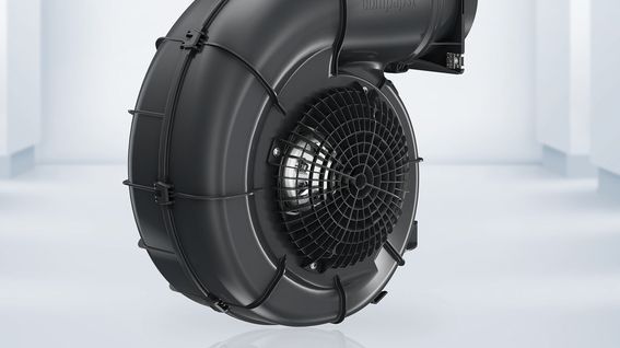 Större storlek av radialfläkt för bostadsventilation där möjlighet till styrning alltid ger rätt luftmängd