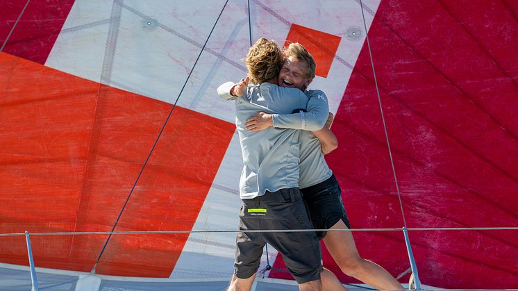 Pip Hare and Ysbrand Endt celebrate TJV finish
