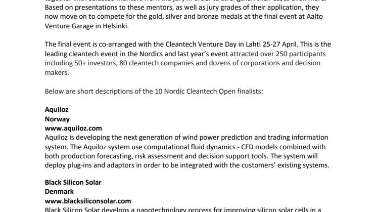 The top 10 cleantech start-ups in the Nordics selected!