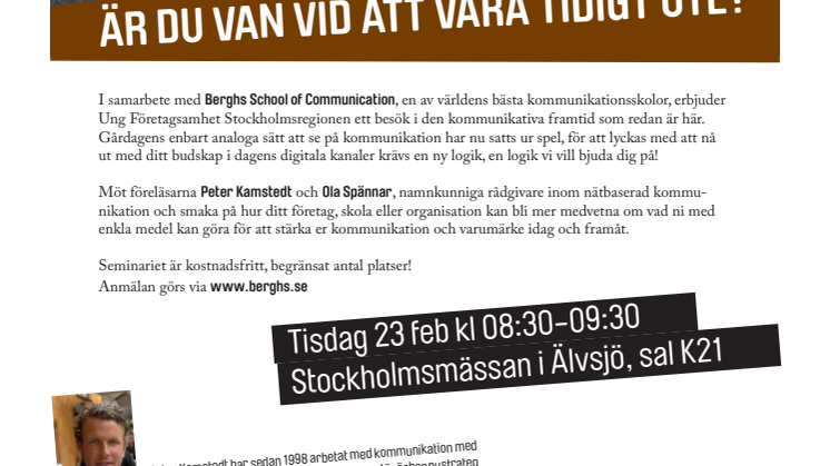 Inbjudan till morgonseminarium med Berghs 23 feb kl 08:30-09:30