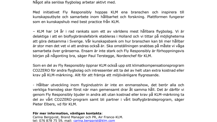 Initiativet ’Fly Responsibly’ ska ena flygbranschen 