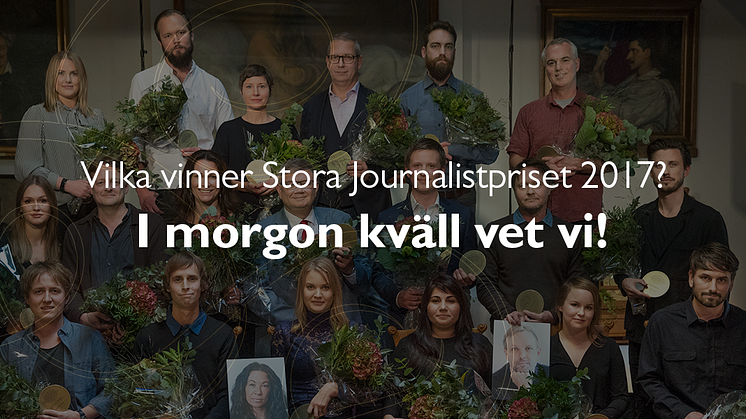 Vilka vinner Stora Journalistpriset 2017? I morgon kväll vet vi!