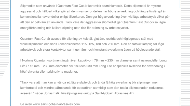 Snabbare slipning med ny navrondell