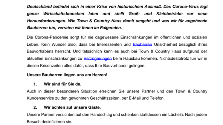 Trotz Corona-Krise: Warum Town & Country Haus die beste Wahl für Bauherren ist