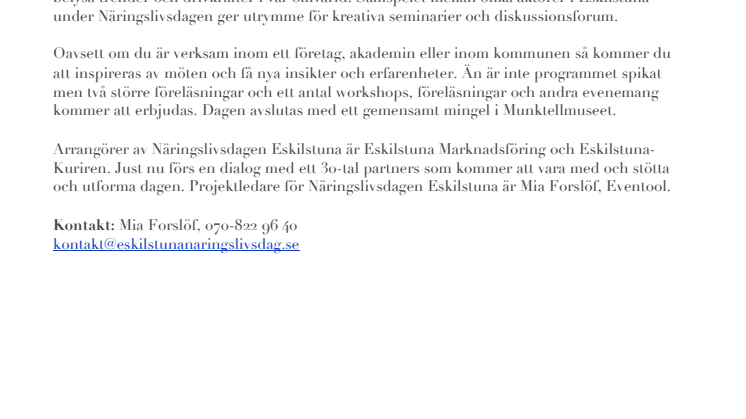 Näringslivsdagen Eskilstuna - möten som stimulerar och utvecklar