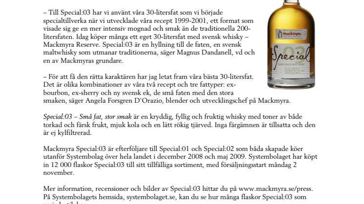 Ny whisky från Mackmyra 2 november – en hyllning till de små faten