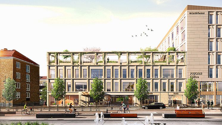 Vasakronan förvärvar mark för att uppföra ett kontorskvarter söder om Konsthallstorget. Illustration: White