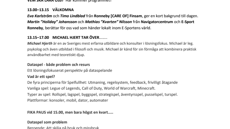 Inbjudan Dataspelsföreläsning onsdag den 24 augusti