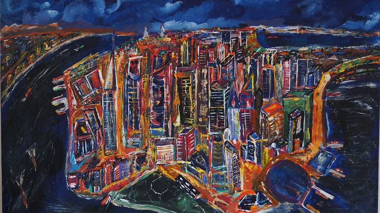 Kieler Altstadt oder Manhattan by Night? Zu sehen im Kieler Pop Up Pavillon
