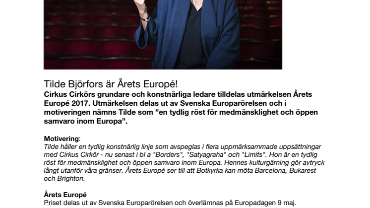 Tilde Björfors är Årets Europé! 