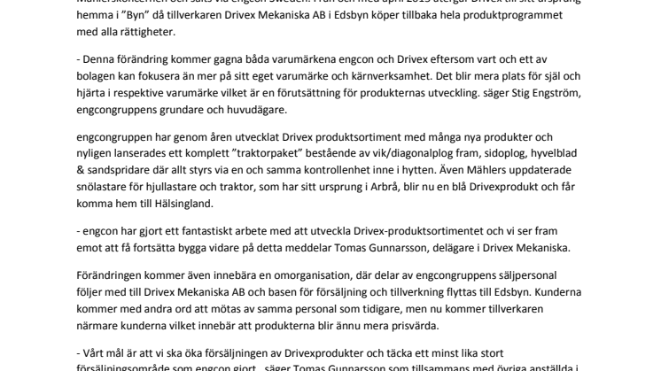 Drivex försäljning åter till Drivex