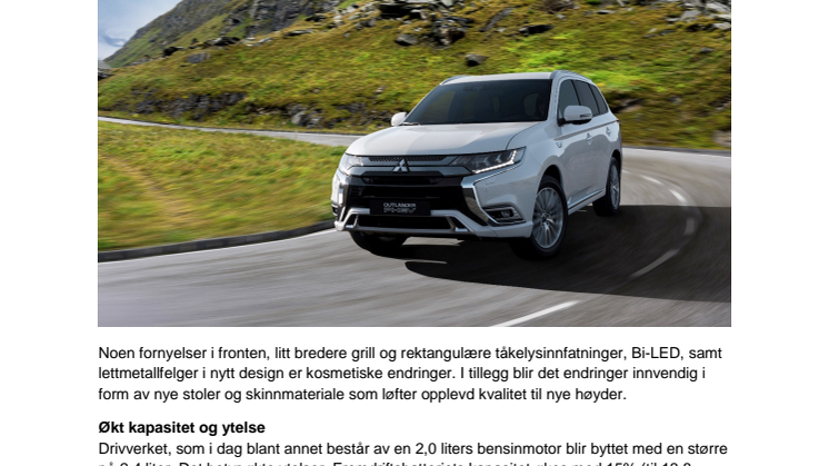 2019-modell Outlander PHEV vises i Genève