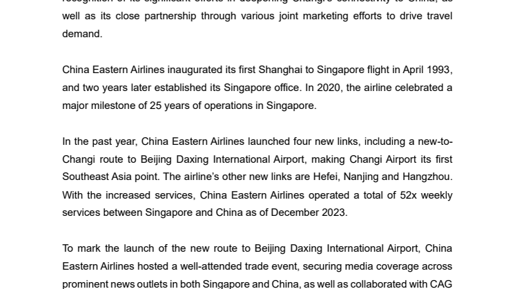 Annex B - Changi Airline Awards 2024 – Partner of the Year