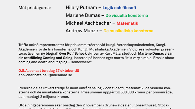 Påminnelse – Pressfrukost med Schockpristagarna 2011