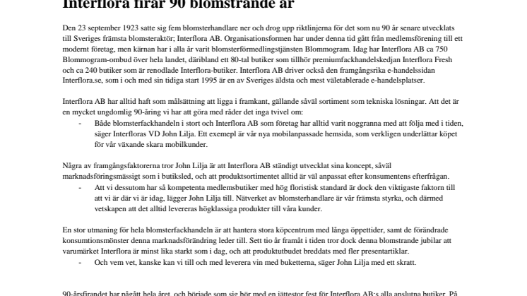 Interflora firar 90 blomstrande år