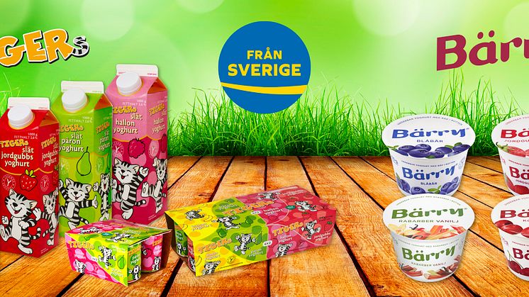 O. Kavli märker yoghurtklassikerna Tigers® och Bärry® med ”Från Sverige.”