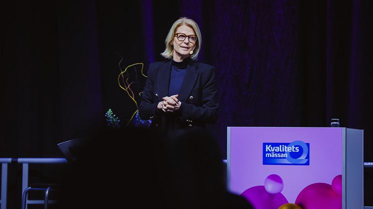 Finansminister Elisabeth Svantesson höll ett öppningsanförande under invigningen av Kvalitetsmässan på Svenska Mässa i Göteborg. Foto: Natalie Greppi.