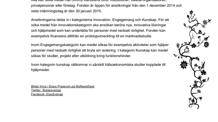 Sök medel från Jimmy Dahlstens fond! 