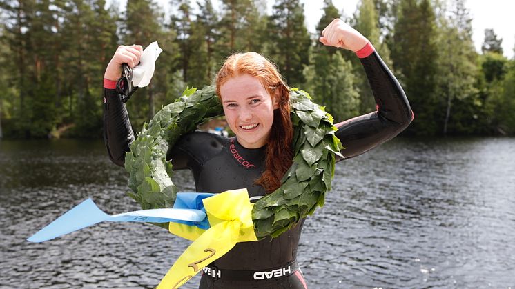 15-åriga Astrid Gustavsson från Umeå Simsällskap tog hem damsegern i Vansbro 10K. Foto: Mickan Palmqvist