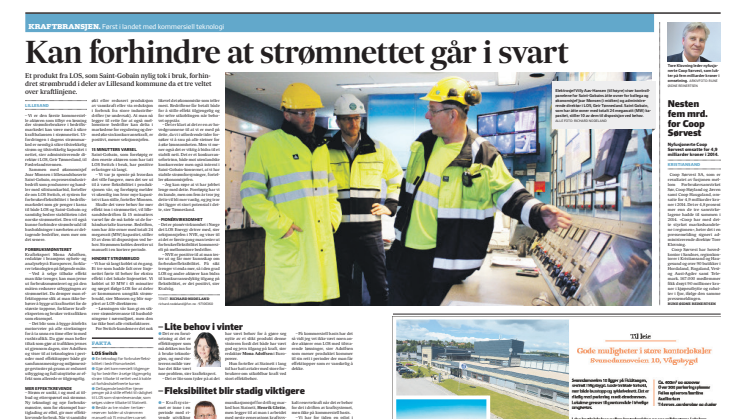 Presseklipp fra Fædrelandsvennen 30.03.2015 - Kan forhindre at strømnettet går i svart