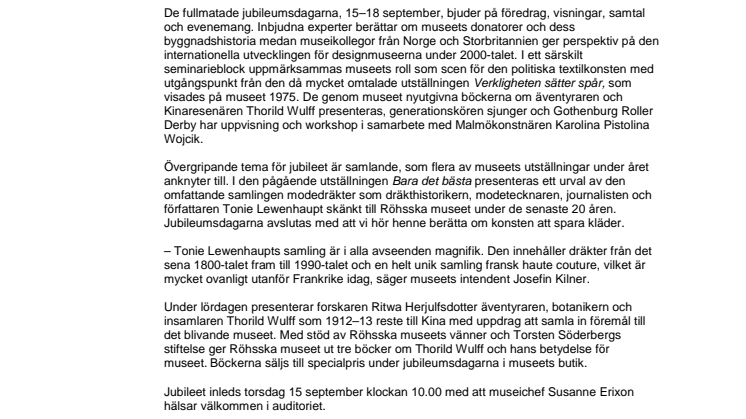 Röhsska museet fyller 100 år!