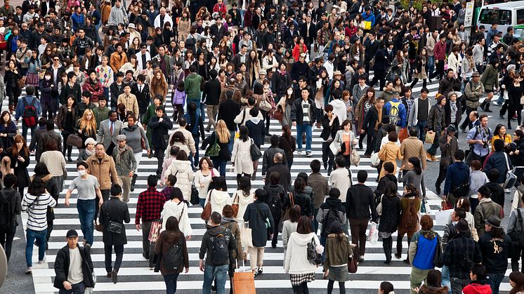 A busy city centre in Tokyo