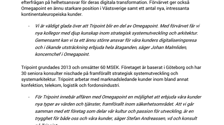 Omegapoint förvärvar Tripoint och blir ännu vassare på säker digital transformation.