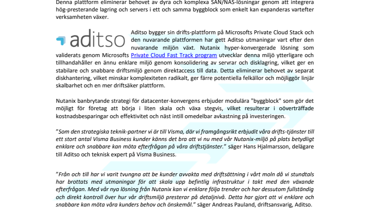 Svensk Driftspartner för Visma Business Bygger Smartare Datacenter med Nutanix ”Web-Scale” Infrastruktur från Layer 8 IT-Services 