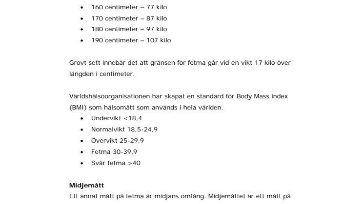 Fakta om fetma och hälsorisker