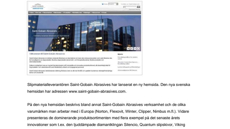 Saint-Gobain Abrasives lanserar ny hemsida