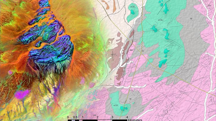 Combination Sentinel 2 / Geological map   /Produced using modified Copernicus Sentinel data of 2016 and 2017 / picture: GAF AG