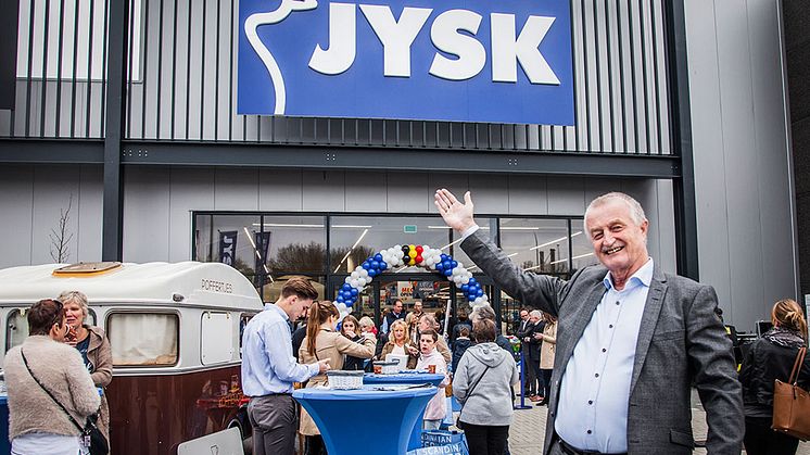 Grundlægger og formand for bestyrelsen i JYSK, Lars Larsen, ved åbningen af det seneste land i JYSK Nordic i Belgien 2017.