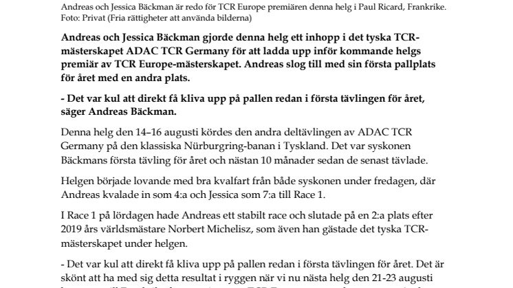 Blandade resultat men en lovande säsongsinledning för syskonen Bäckman