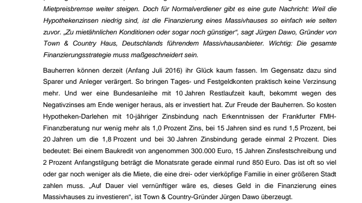 Die passende Finanzierung für Ihr Massivhaus - Maßgeschneidert und nicht von der Stange