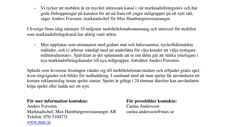 Max Hamburgerrestaurang vill få yngre att upptäcka nyckelhålsmärkta burgare i mobilen