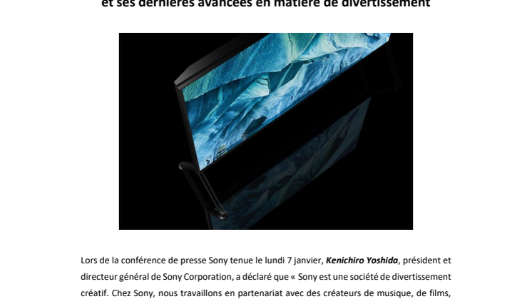  CES 2019 Sony dévoile ses nouveaux produits et ses dernières avancées en matière de divertissement 