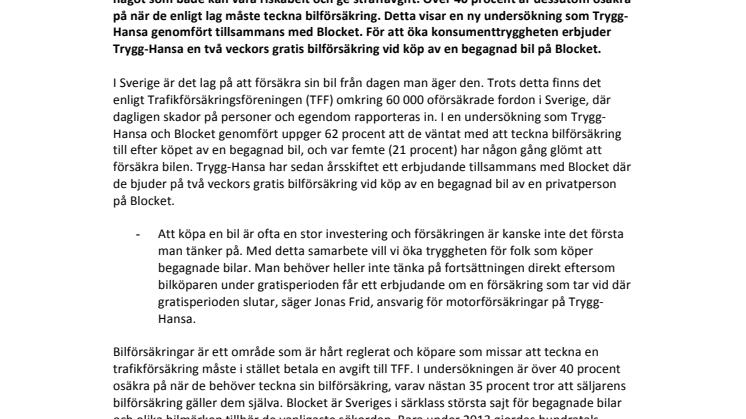Sex av tio väntar för länge med att teckna bilförsäkring