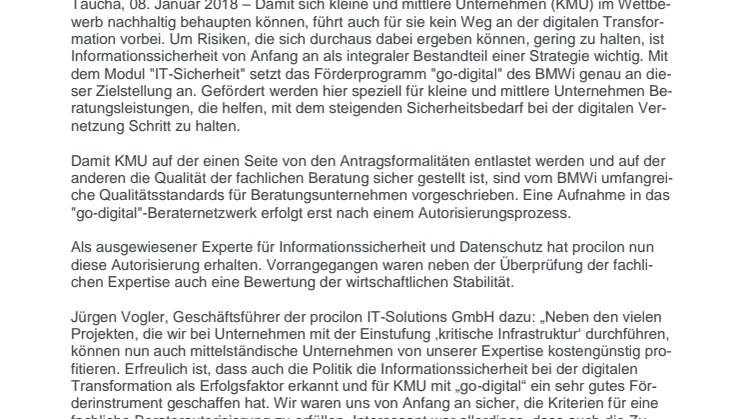 procilon ist BMWi autorisiertes Beratungsunternehmen im Förderprogramm "go-digital"