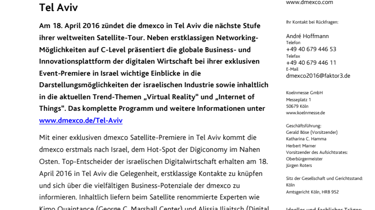 dmexco goes Israel: Erster dmexco Satellite in Tel Aviv