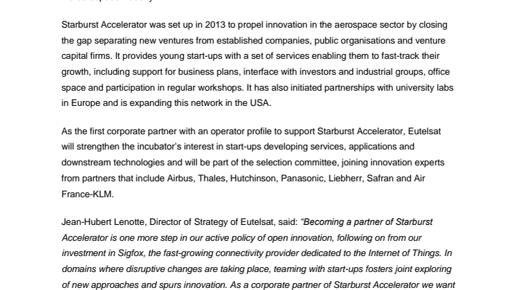 Eutelsat partners with Starburst Accelerator