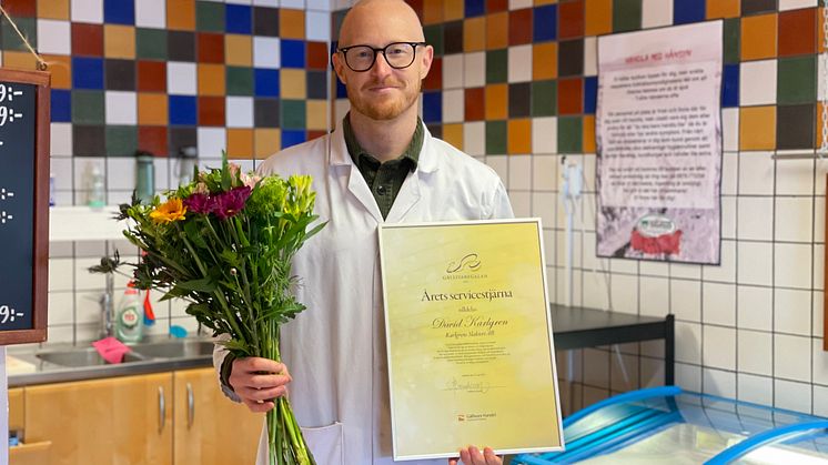 Vinnare av Gällivare handels utmärkelse Årets servicestjärna – David Karlgren, Karlgrens Slakteri AB. 