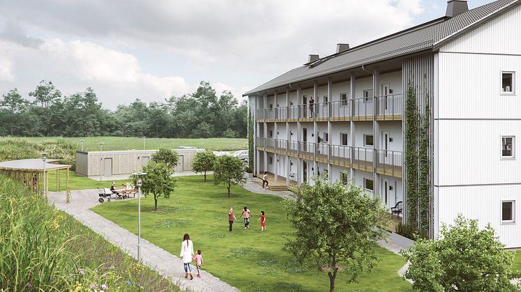 Illustrationsbild Entré Loftgång BoKlok Fyren