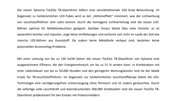 GLAS STATT KUNSTSTOFF – DIE NEUEN LED-RÖHREN VON SYLVANIA 