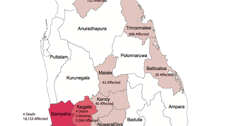 Flomoppdatering Sri Lanka 29. mai 2017